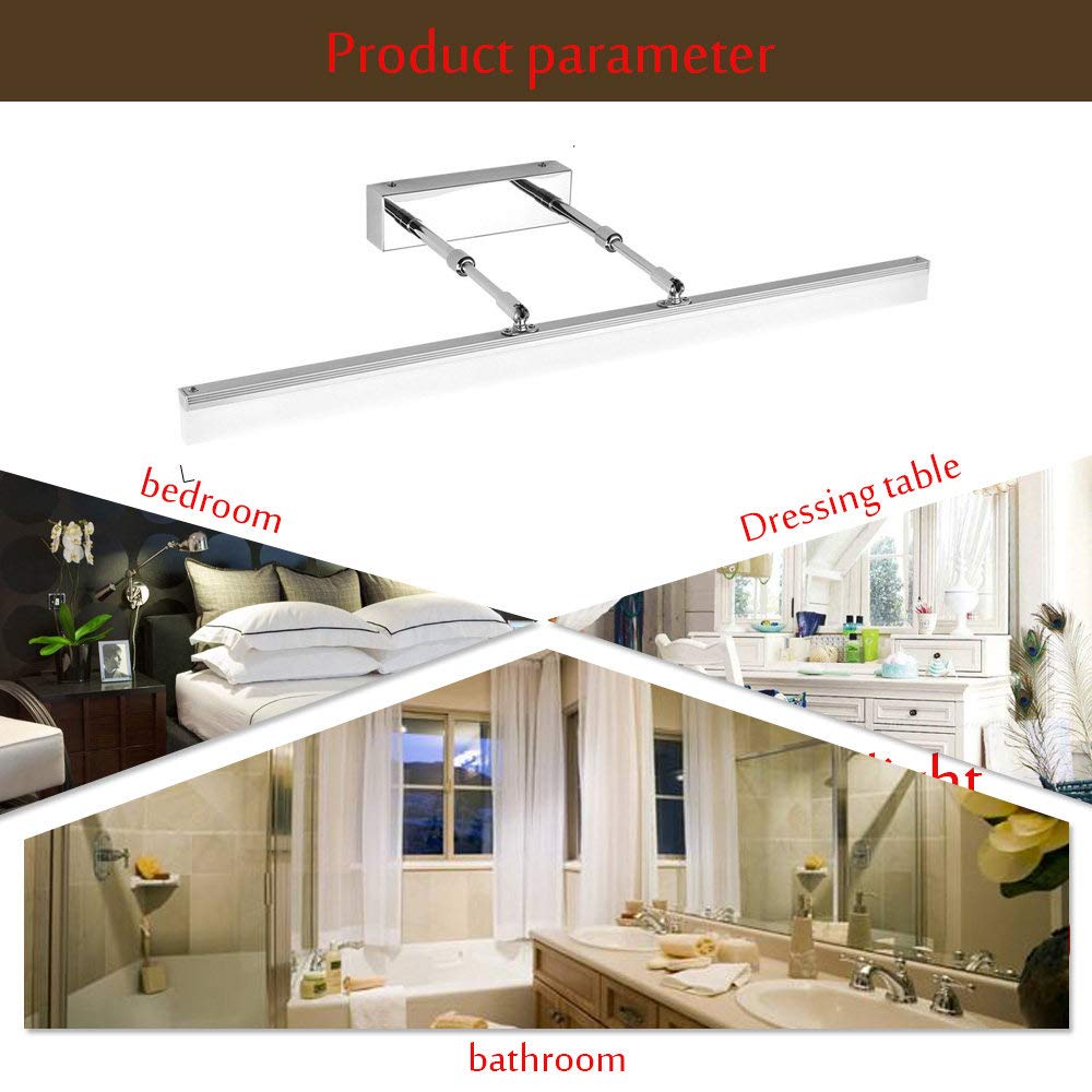 Moderne luci a LED per Il Bagno, 40 cm/50 cm/60 cm/70 cm/80 cm/90 cm, Regolabili, sopra Lo Specchio, Lunghe luci a LED per Il Bagno, Applique da Parete, Specchio, Luce Bianca 6000-6500Ｋ, ARG