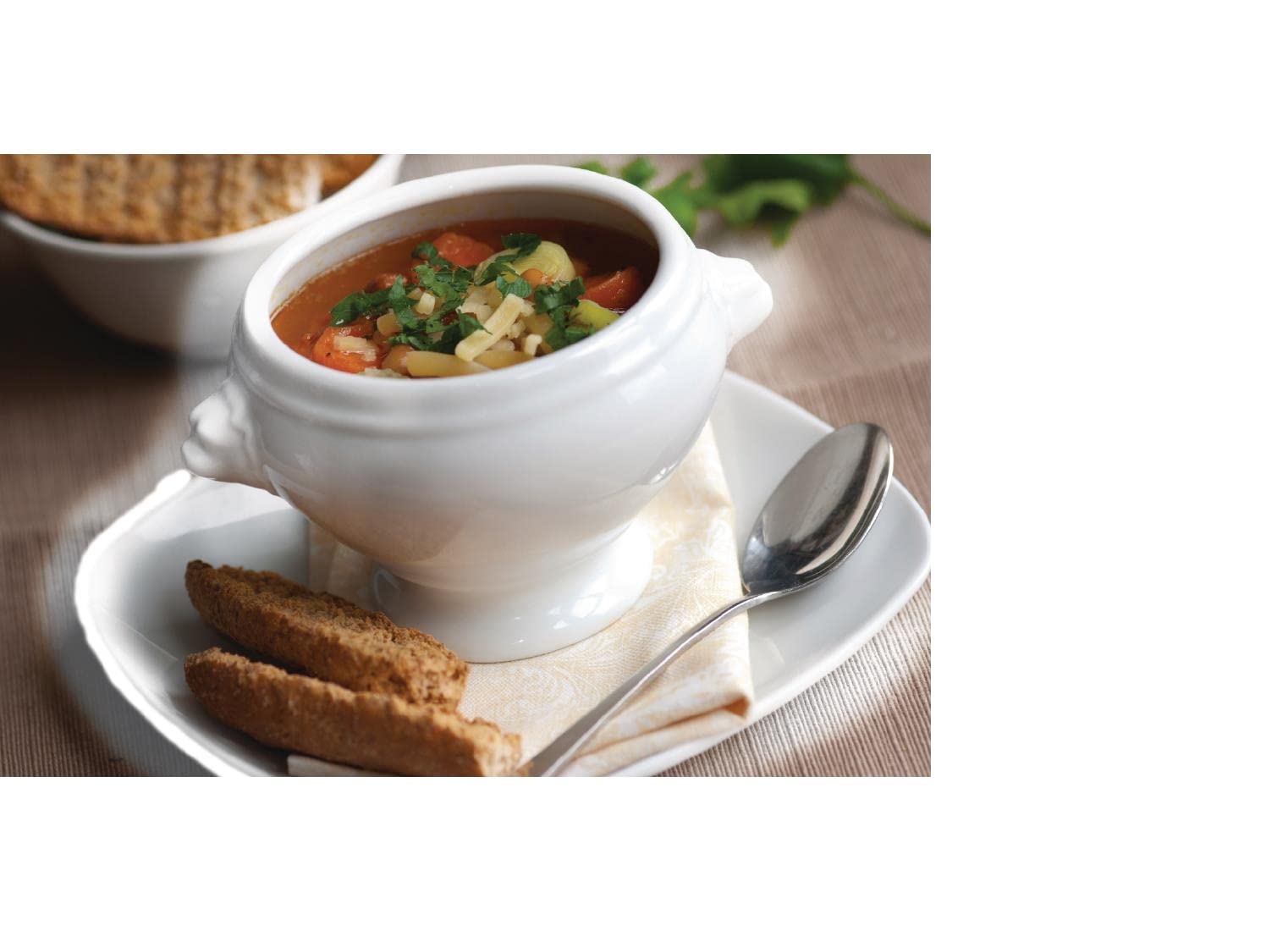 Olympia Bol a soupe tete de lion Whiteware 105mm 475 ml/16,5 oz (lot de 6), 105(Ø) mm/ 4 pouces, porcelaine blanche, micro ondes, lave vaisselle, coffre fort au congélateur, W442
