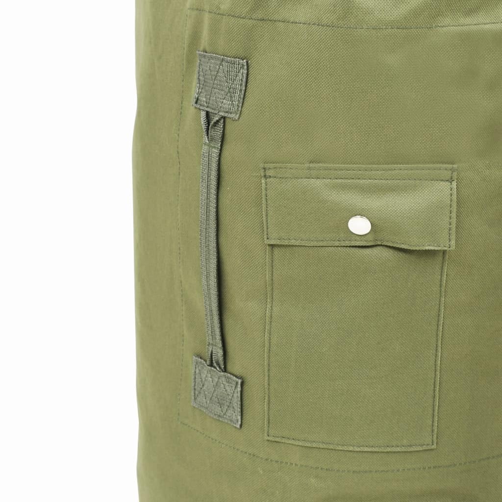 Worek marynarski Army Style 85 l, oliwkowo-zielony, z powlekanej tkaniny Oxford z regulowanymi paskami do noszenia, bocznym uchwytem, karabińczykiem, idealny do aktywności na świeżym powietrzu, na