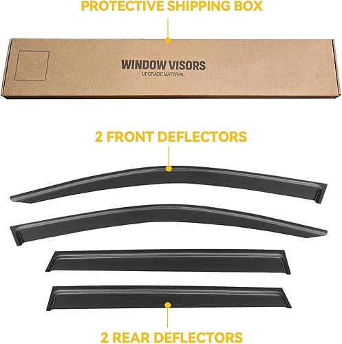 Miniatura 10 de CMVT Auto Viseras de ventana para Nissan Rogue 2014-2020, protectores contra la lluvia, deflector de sombra de ventilación, humo oscuro 14, 15, 16,