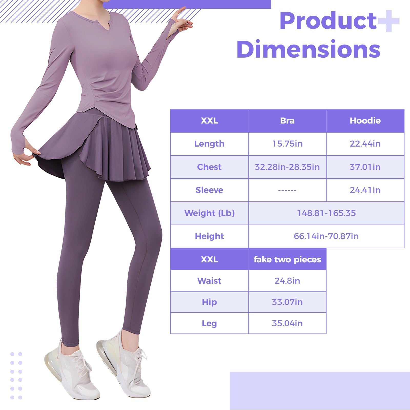 Conjunto de entrenamiento de pilates para mujer, conjunto de cuatro piezas para yoga, talla XXL, para 135-150 libras, incluye chaqueta, brasier deportivo, camiseta de manga larga, tela transpirable de