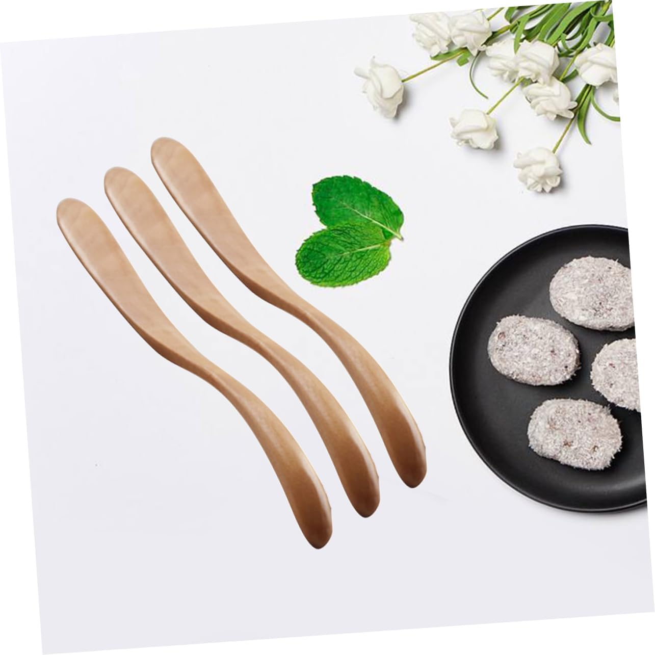 TIDTALEO 3pcs Natural Wood Butter Knife Beurre Butter Slicer Jam Cutting Tool Spreader Cheese Slicer for Baking and Decorating