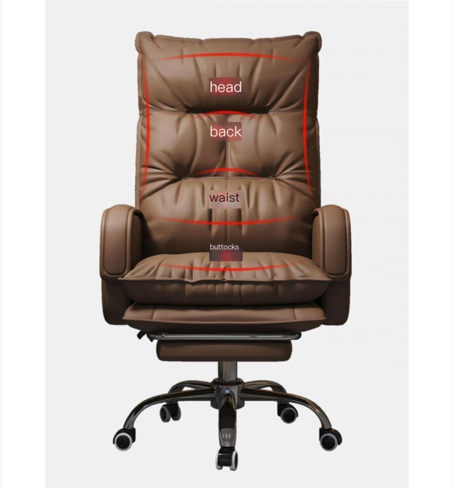 Sedia da Ufficio ergonomica, Sedia da Ufficio direzionale in Pelle per Computer, Comoda Sedia Girevole ergonomica per la casa(Grey-No Pedal)