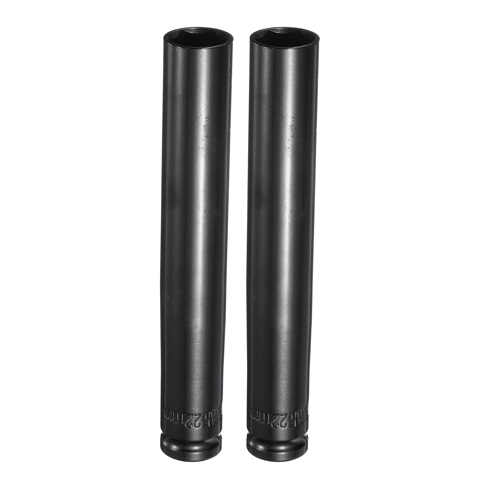 sourcing map 2pcs 6-Point Deep Impact Socket 1/2" Drive 22mm Metric Socket 8" (200mm) Extra Long Heat-Treated 45# Steel for Home Auto Spindle Axle Hex Nuts Bolts Repair, Black