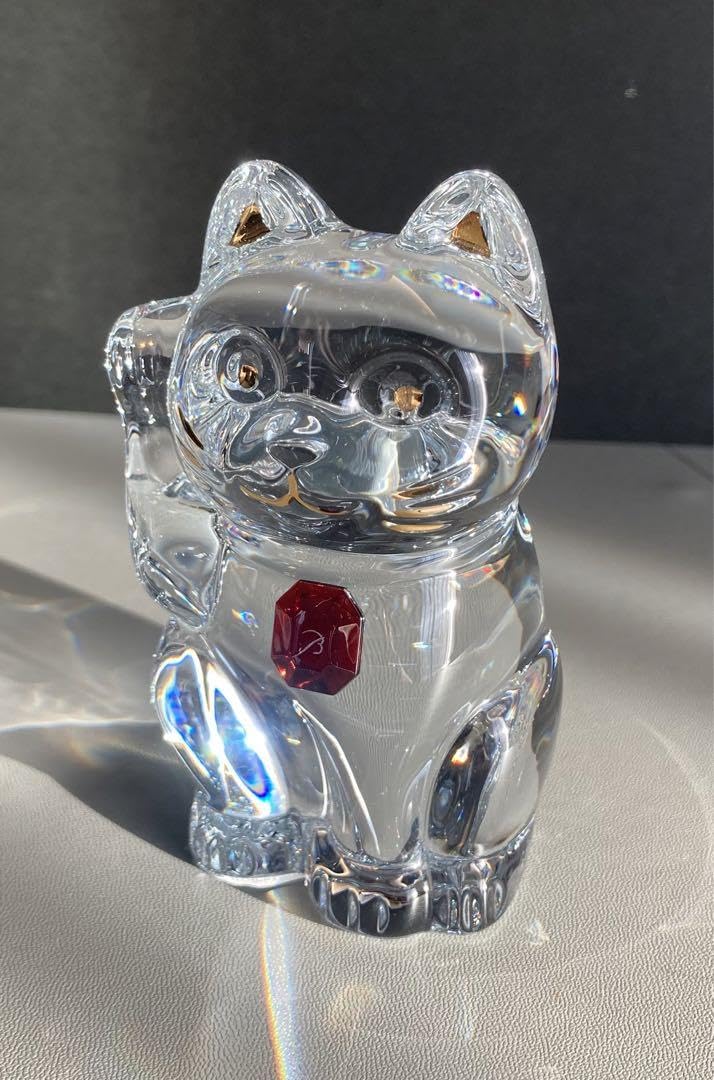 Baccarat/バカラ/まねき猫/レッドオクトゴン/クリア/セット/紙袋付き Baccarat/バカラ/まねき猫/レッドオクトゴン/クリア/セット/紙袋付き