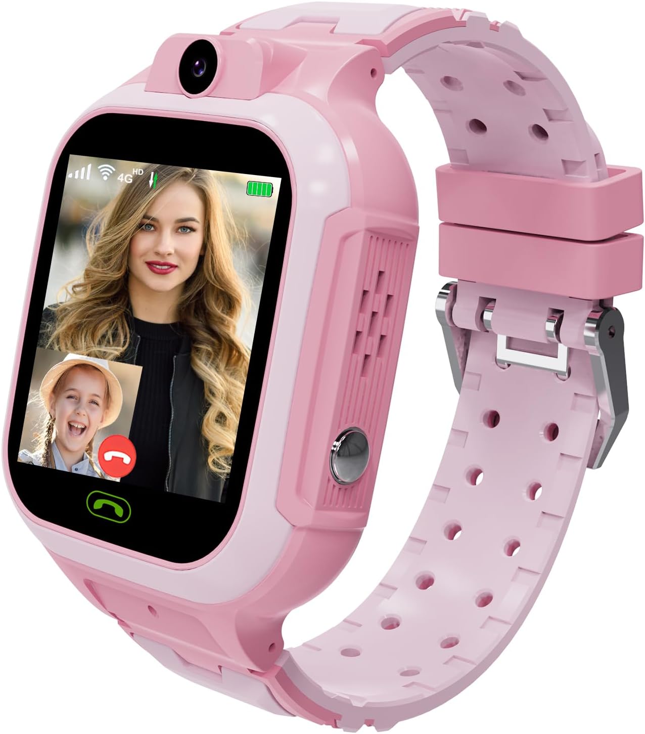 4G Kids Smart Watch GPS Tracker - Smartwatch with Two Way Call Video Calling Voice Chat SOS Class Mode Stopwatch Pedometer Games Wi-Fi Touch Screen Alarm Clock Smartwatches for Boys Girl (Pink)