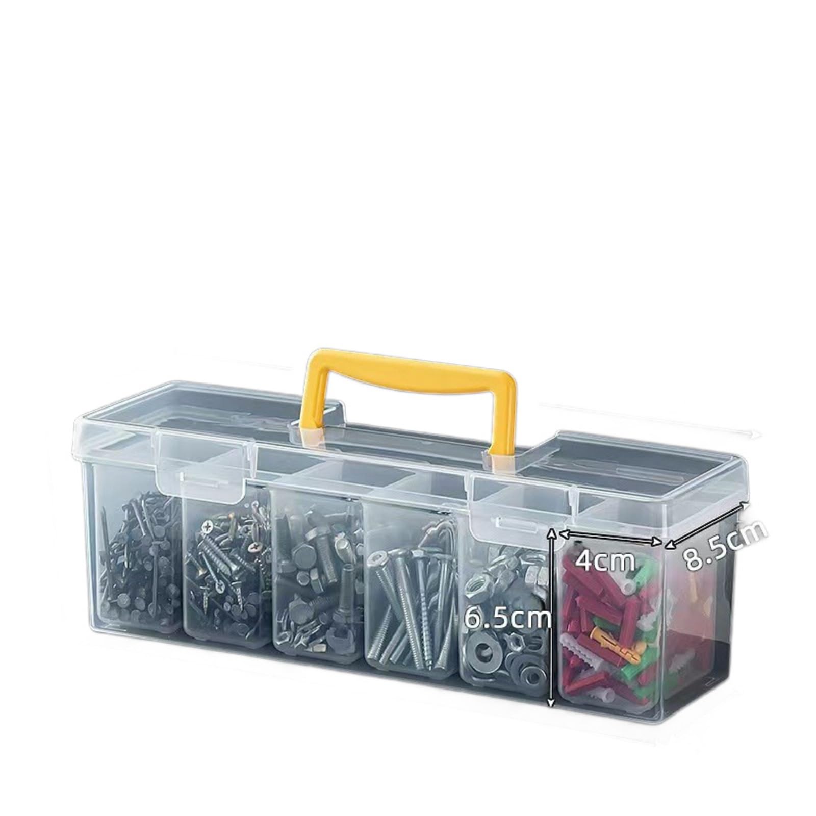 Caja de almacenamiento de hardware de múltiples compartimentos con asa, organizador de herramientas portátil para tornillos, clavos y piezas pequeñas — view 2