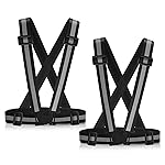 Reflective Vest Running Gear, 2Pack High Visible Safety VES for Cycling Jogging Running Walking, Adjustable for Men Women Kids