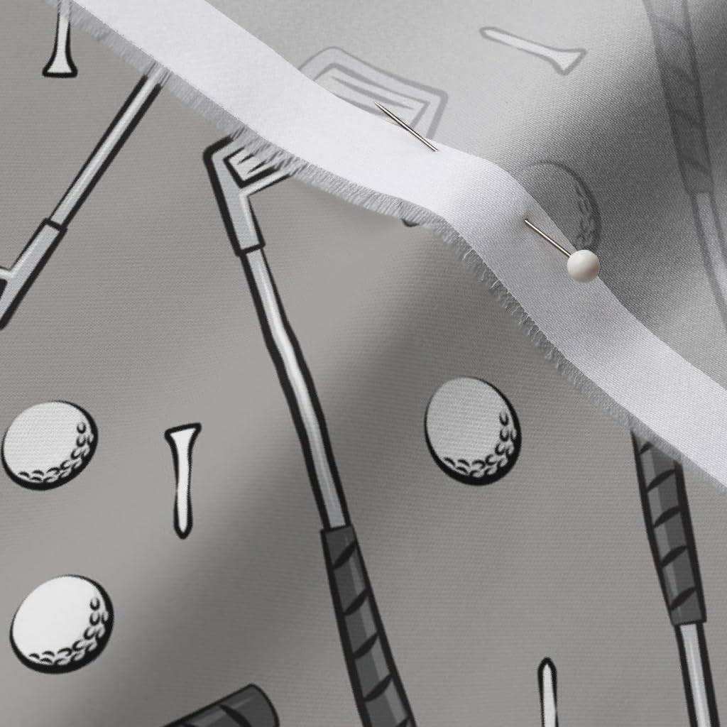 Spoonflower Fabric - Golf Clubs Gray Boy Sports Balls Trendy Printed on Organic Cotton Sateen Fabric by The Yard - Sewing Quilting Apparel Home Decor