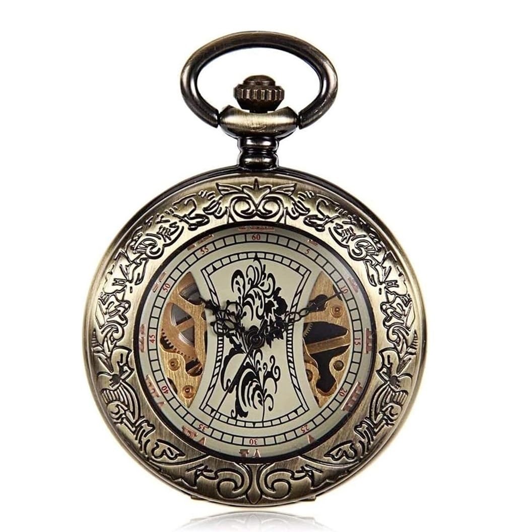 Vintage Zegarek Kieszonkowy Vintage Zegarek Kieszonkowy Cyfry Rzymskie Skala Kwarcowe Zegarki Kieszonkowe Z Łańcuchem Szkielet Rzeźbiony Mężczyzn Elegancki
