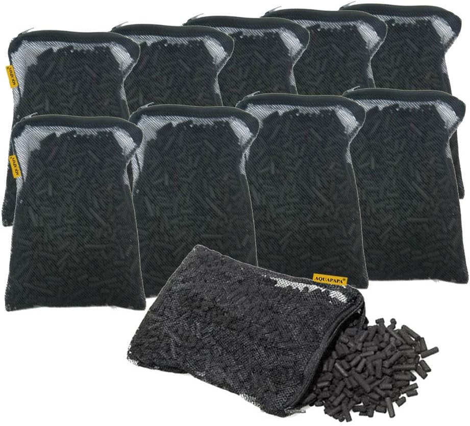 Aquacity Activated Charcoal Carbon in Free Mesh Media Bags for Aquarium Fish Pond Tank Canister Filter (10-Pack (10 lbs))