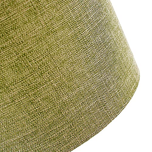 Contemporary and Sleek 14 Inch Olive Sage Green Linen Fabric Drum Lamp Shade 60w Maximum | 35cm Diameter | for Table Lamp or Pendant by Happy Homewares - Image 2