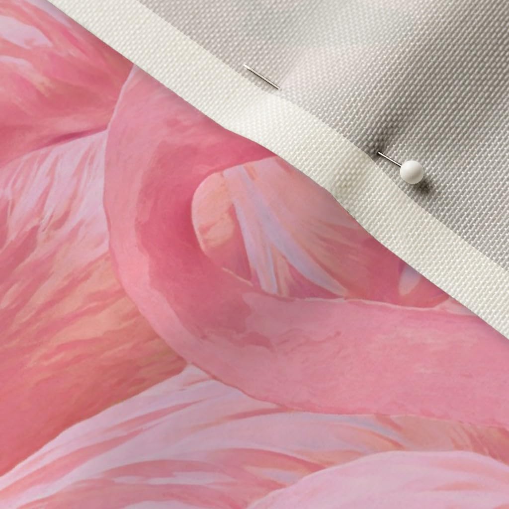 Spoonflower Fabric - Pink Flamingo Tropical Bird Coral Island Summer Printed on Upholstery Velvet Fabric Fat Quarter - Upholstery Home Decor Bottomweight Apparel