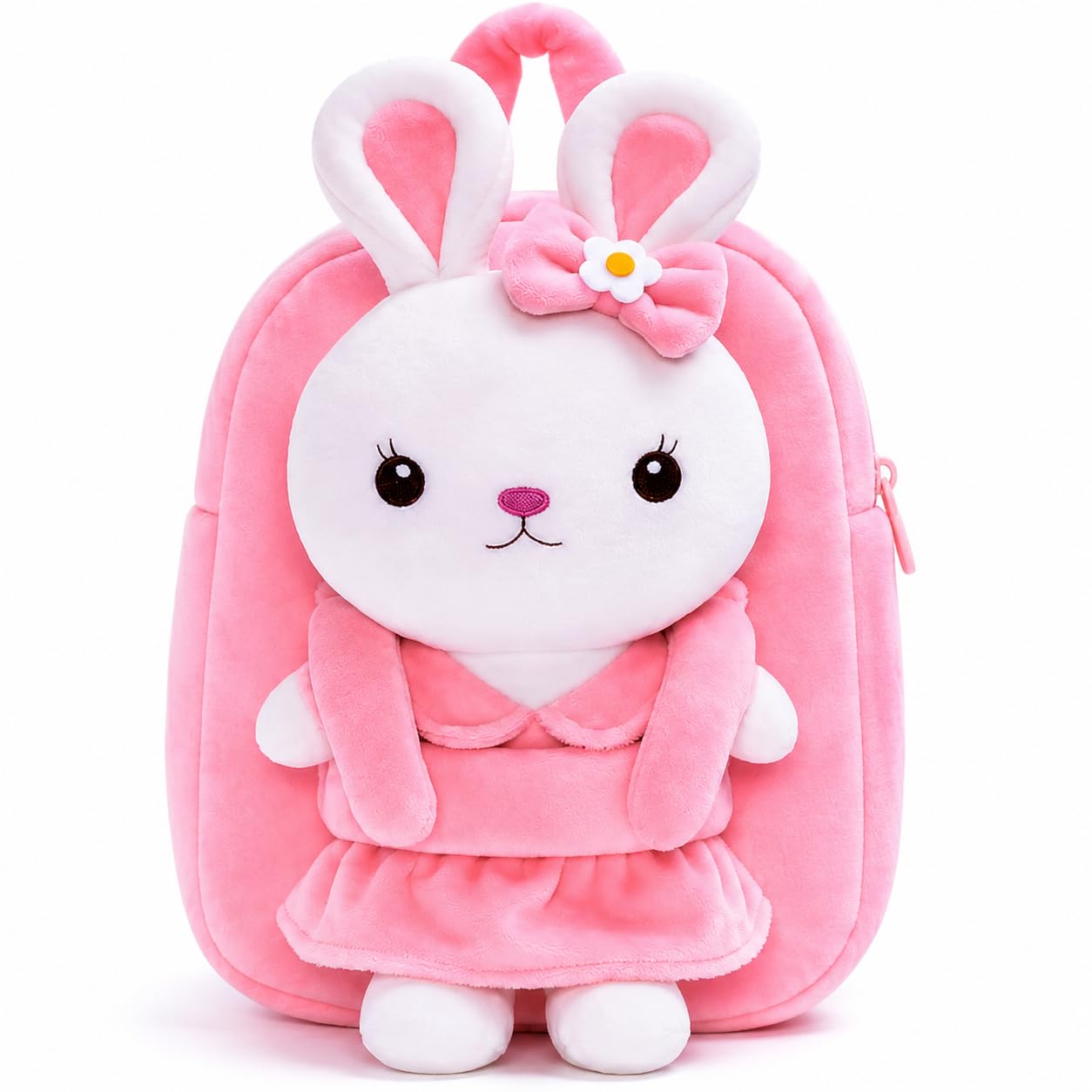 Shivisha Kids Plush Backpack for Girls & Boys | Soft Stuffed Animal School Bag with Adjustable Straps & Zipper | Lightweight Preschool, Daycare & Travel Bag | Cute Plush Backpack for Kids (Pink Bunny)-picture-37