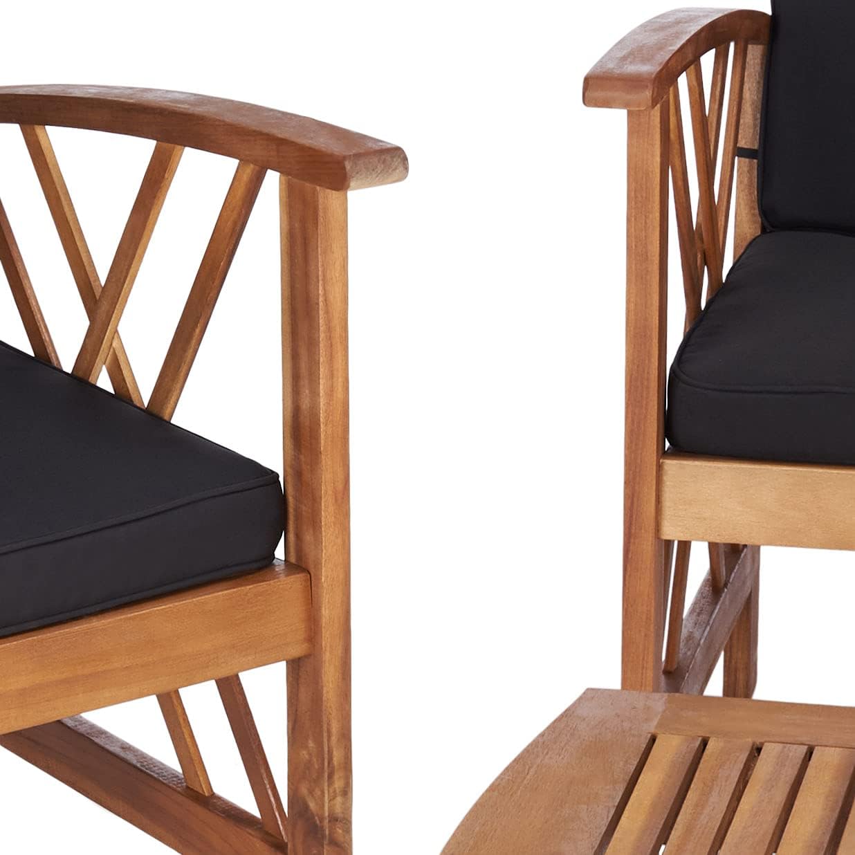 SAFAVIEH Outdoor Collection Fontana Natural/ Black Cushions 4-Piece Conversation Patio Set