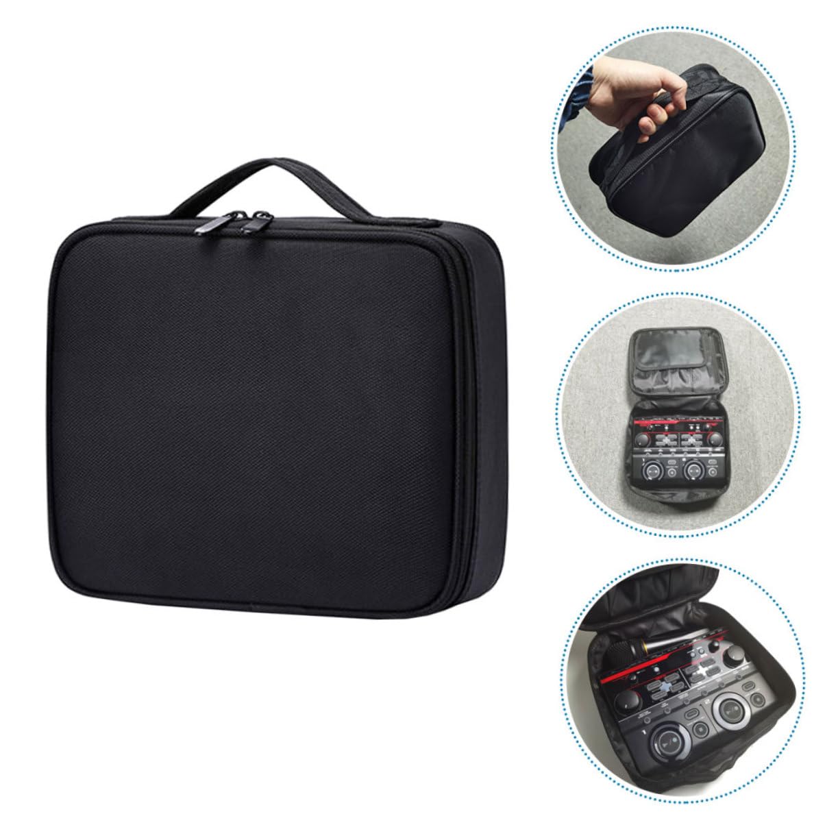 Borsa Portatile per Stoccaggio Effetto Audio Materiale Nero, Comoda e Adatta per Microfono in Performance All'aperto