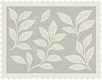 Capa para Tampa de Fogão 6 Bocas em Renda, 58x80cm, Branco, Design Folhas
