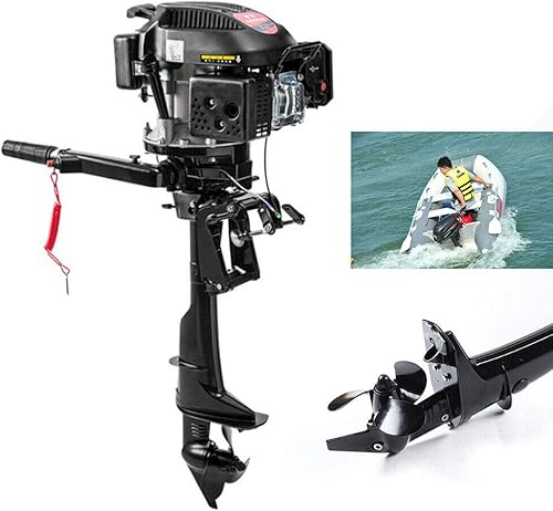 Miniatura 2 de 6.0HP Motor fueraborda Hangkai de 4 tiempos, motor de barco de aleación de aluminio de 140 CC con sistema de refrigeración por aire, motor de barco