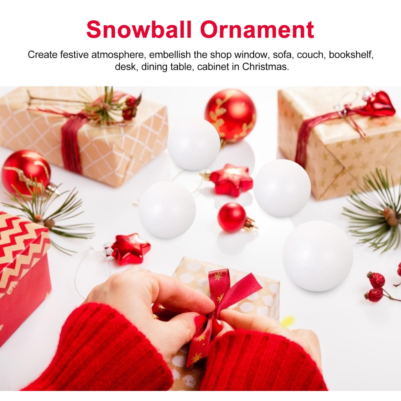 Amosfun - 24 bolas de poliestireno para árbol de Navidad, bolas de poliestireno, para manualidades, manualidades, 6 cm