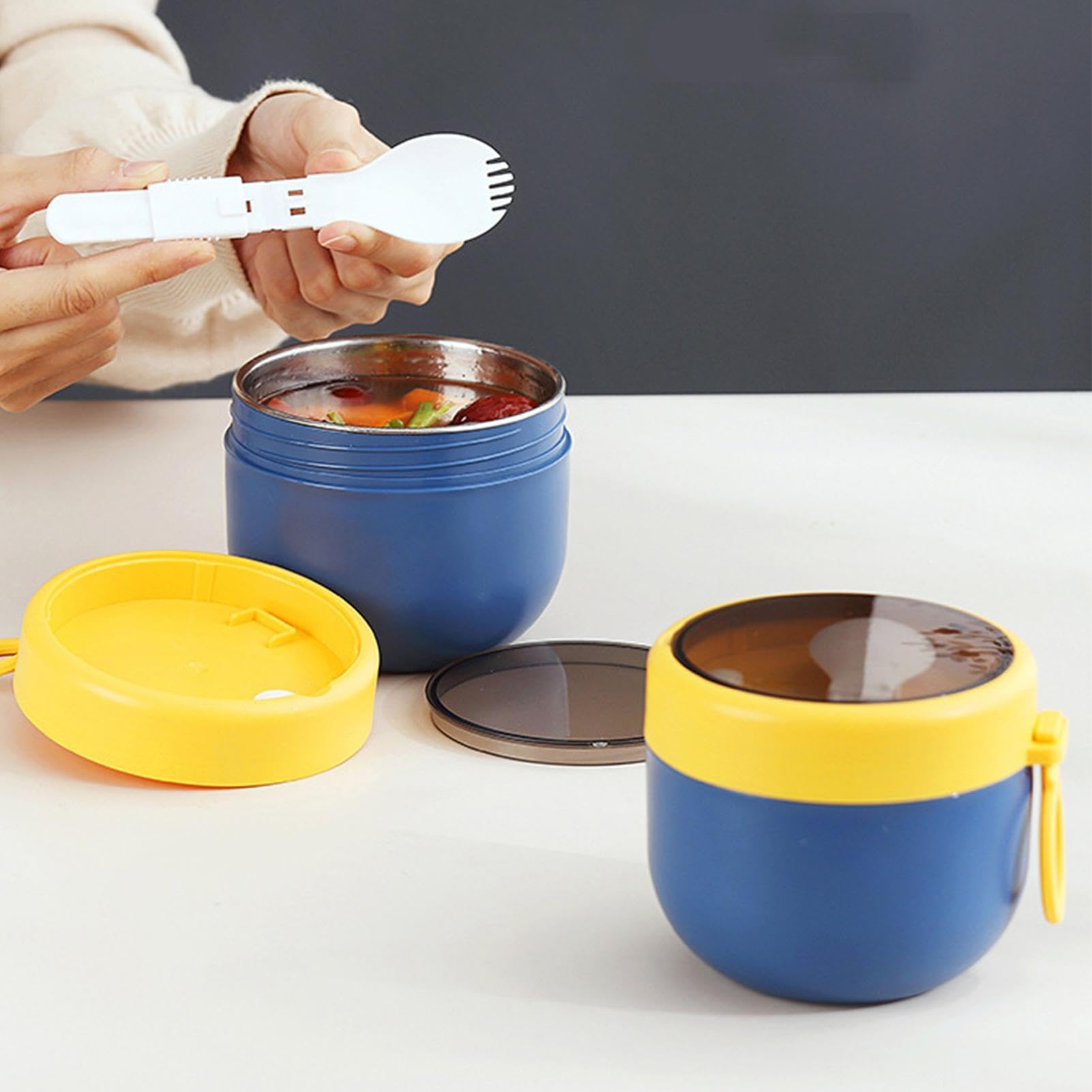 Boîte Repas Isotherme Inox 600 Ml – Double Paroi – Cuillère Inclus – Micro-ondes – Idéale Bureau, École - 11