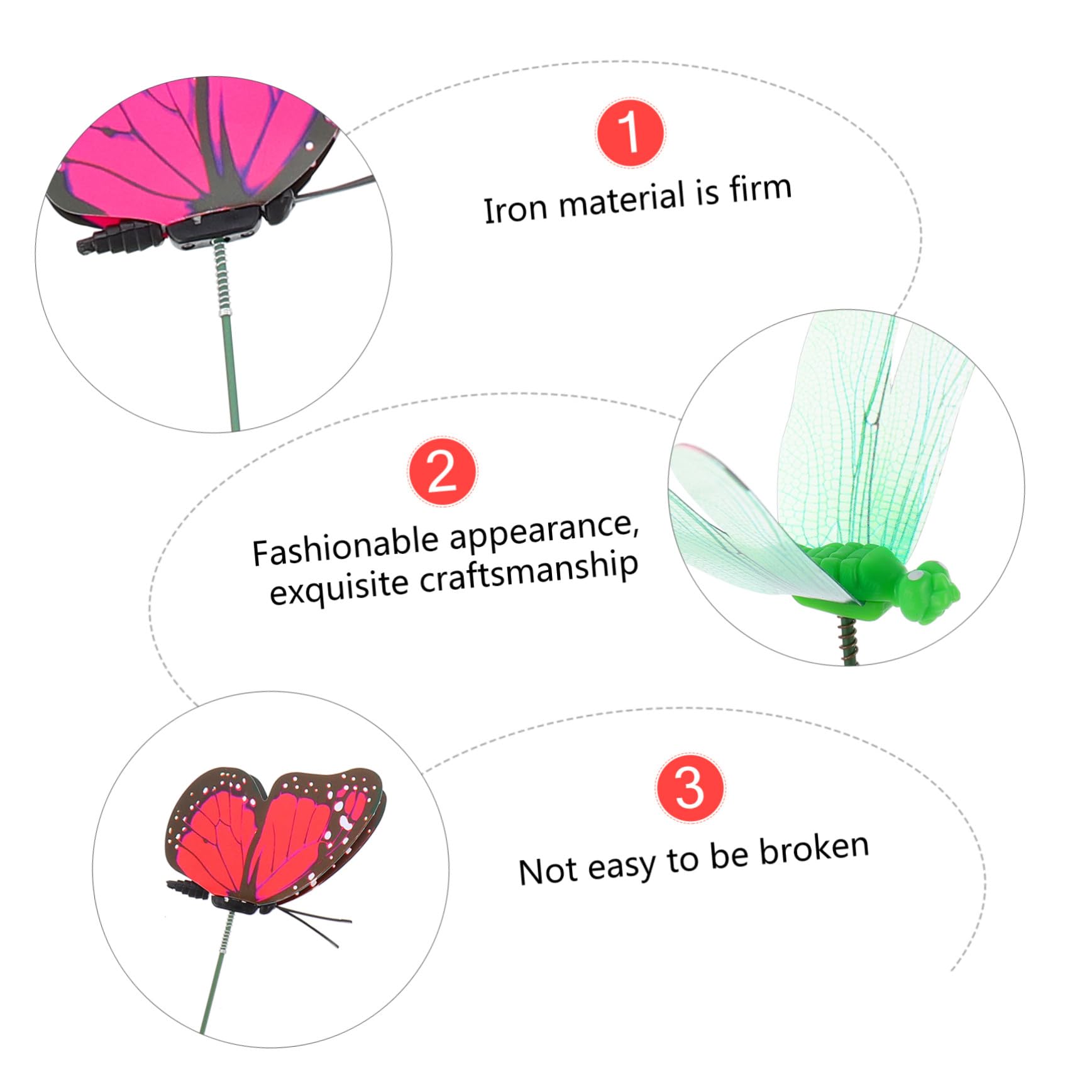 48pcs Piquets Libellule en PVC pour Décoration Extérieure Ailes Mobiles, pour Jardin et Plantes en Pot Couleur Aléatoire