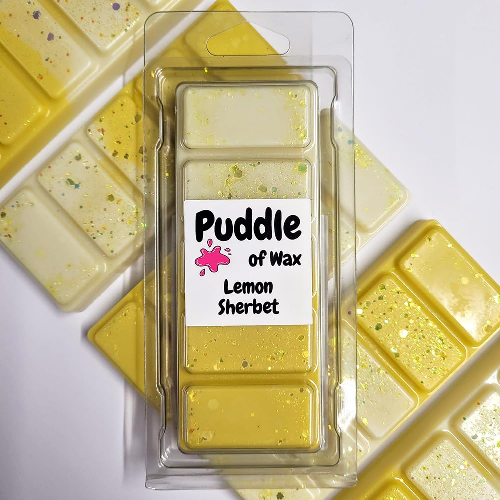Puddle of Wax - Lemon Sherbet Soy Wax Melt Snap Bar - 50g - Sweet Scent - Vegan Friendly - Made in the UK