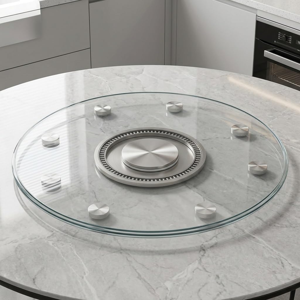 Plateau Tournant en Verre Trempé pour Table à Manger