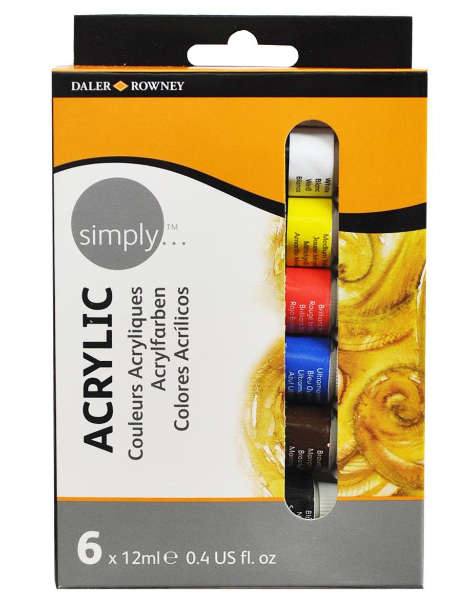 Daler Rowney - Set di 6 Colori acrilici, in tubetti da 12 ml