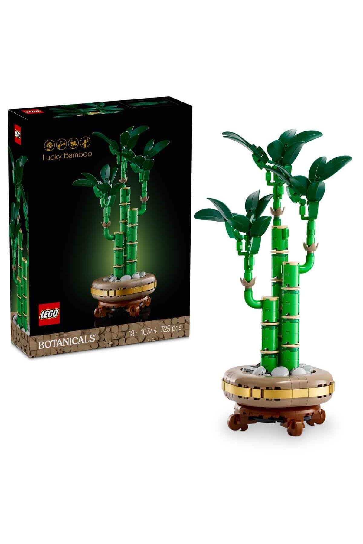 LEGO Botanicals Lucky Bamboo Artificial Plant for Indoor Display - Set for Adults includes a Buildable Pot with a Wood-Effect Plinth for Home Decor - Gift for Her or Him - 10344