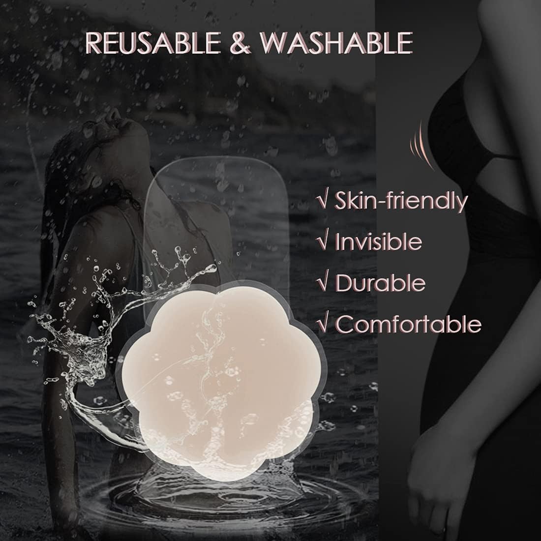 Pasties Nipple Covers Breast Lift Tape Large Silicone Nipple Cover Reusable Breast Tape - Image 2