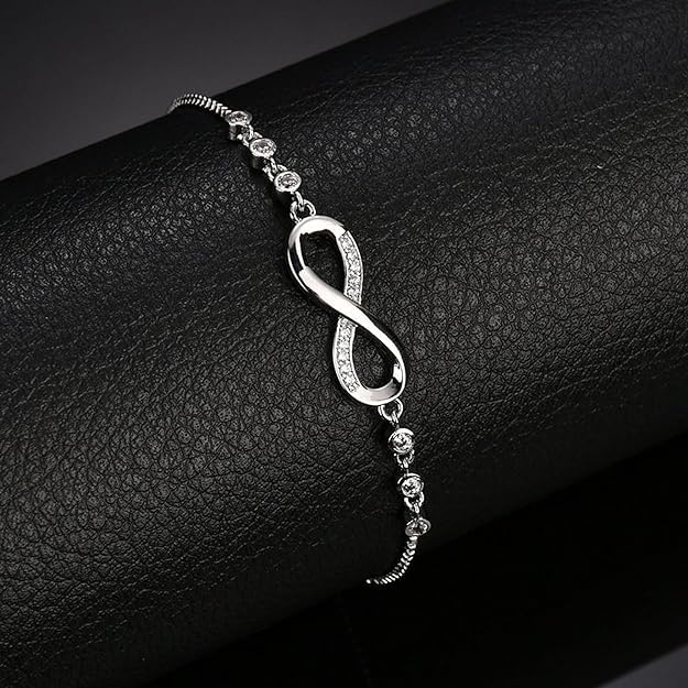 Image of Stylish Austrian Crystal Rose Gold Charm Bracelet for Women