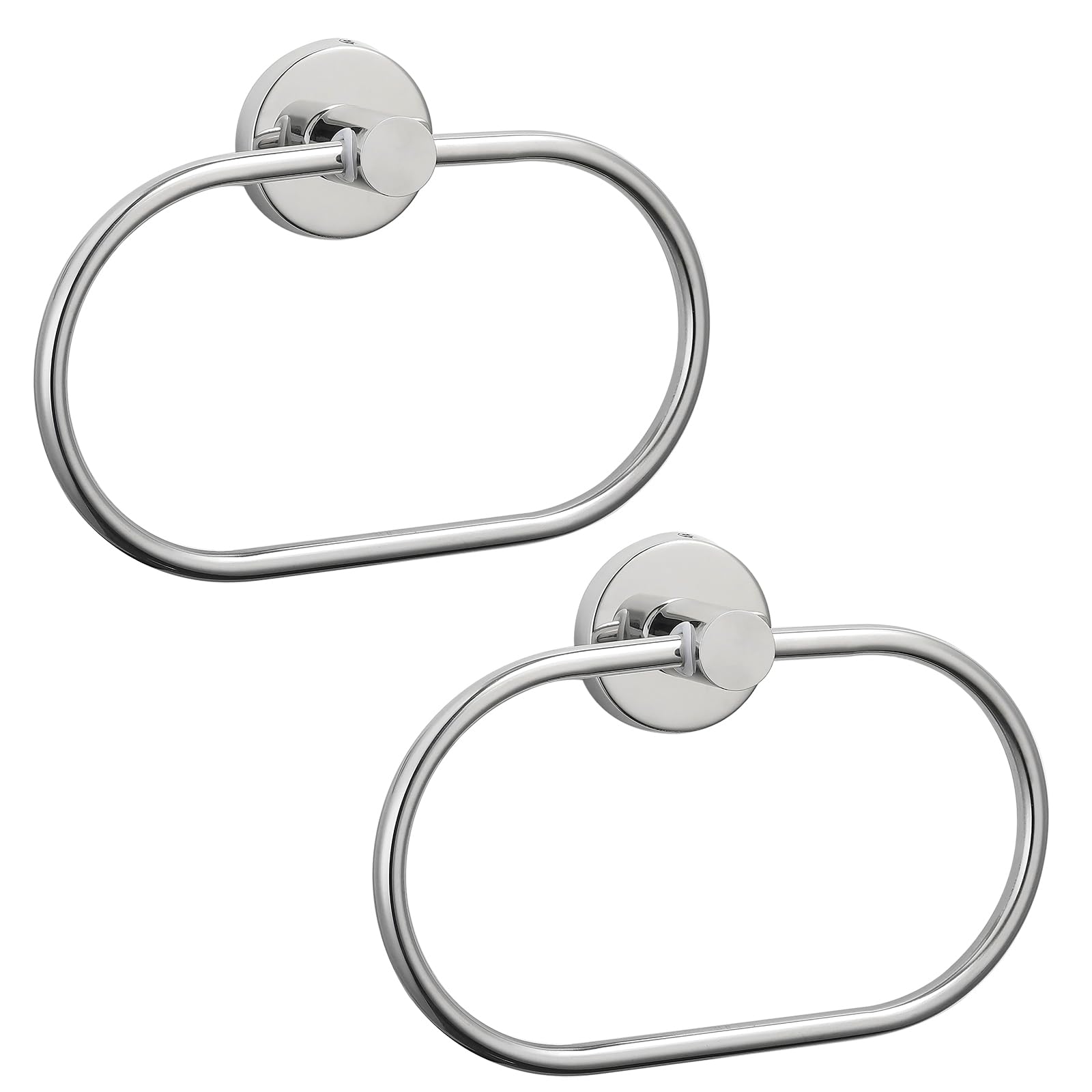 Eolax Towel Ring for Bathroom Towel Bar Hangers Wall Mount, Stainless Steel Hand Towel Holder, Modern Round Towel Hanger, Chrome 2 Pack