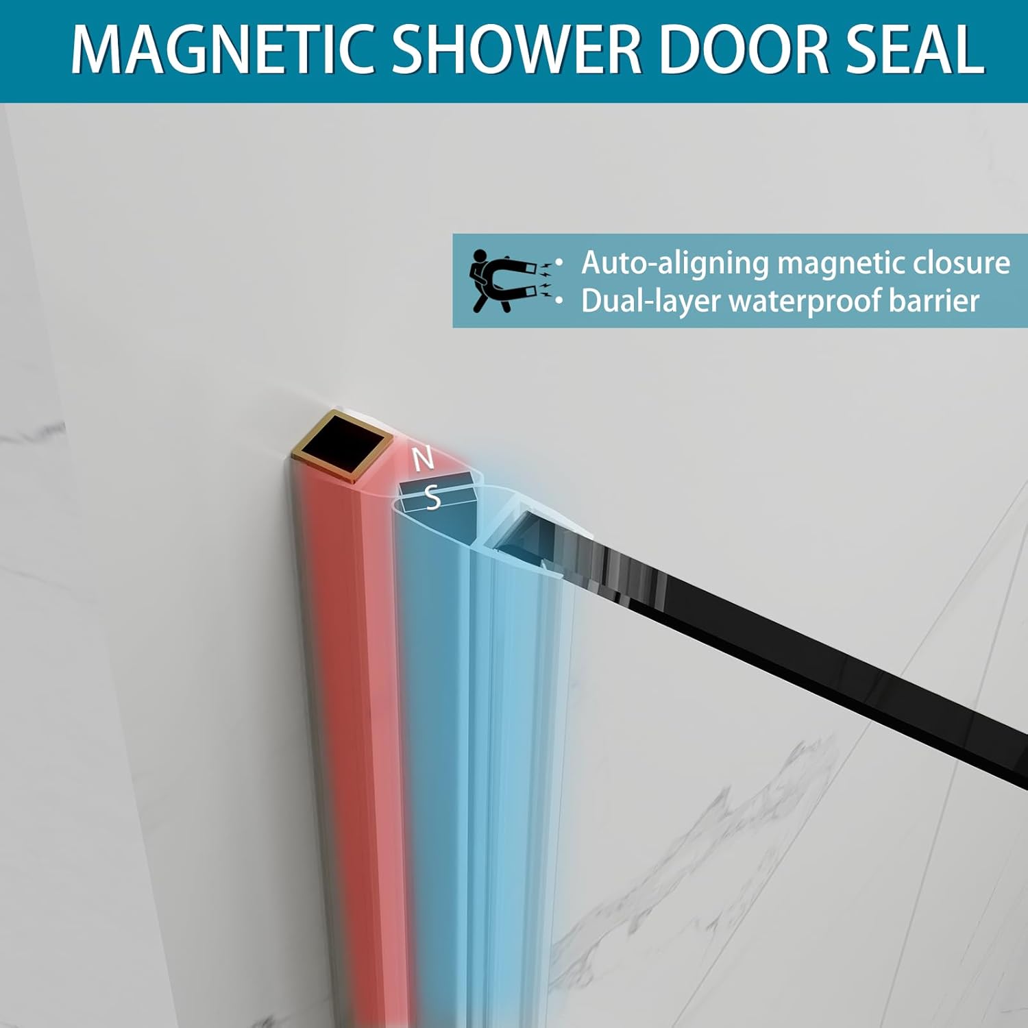 Framelss Single Swing Hinged Shower Door, 28" W x 76" H Pivot Shower Door, 5/16" (8mm) Tempered Glass with Nano Coating, SGCC Certified, Glass Door for Walk-in Shower - L02-28 (Brushed Gold)