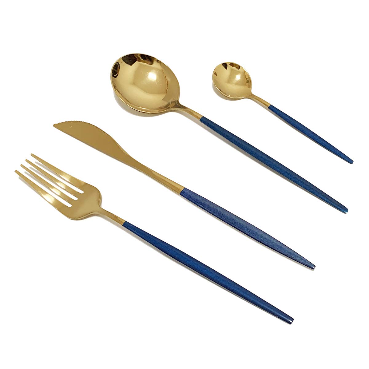 puzhler 6-Pieces Stainless Steel Steak Knives Set, Silver Knife Set-Use for Home Kitchen or Restaurant (Blue Gold Knife)