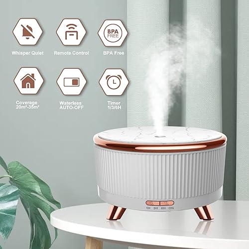 Miniatura 2 de Difusores para humidificadores de aceites esenciales, 16.9 fl oz, aceites esenciales, difusor de aromaterapia para habitaciones grandes, 7 luces de