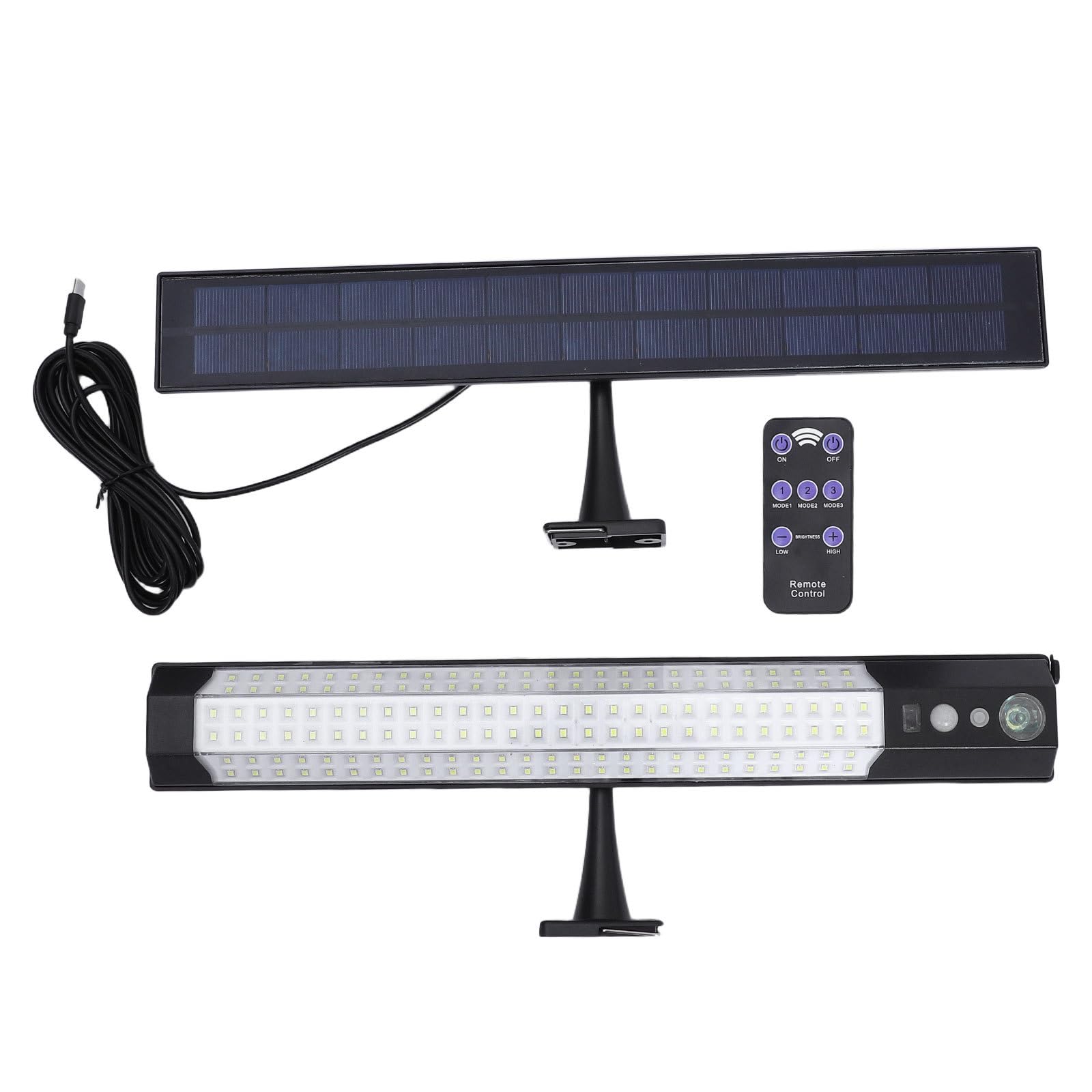 Artibetter Lampada da parete solare a LED per esterni - Lampada da parete lunga con sensore di movimento - Illuminazione impermeabile per giardino e corridoio, ideale per cortili, ingressi e tettoie.
