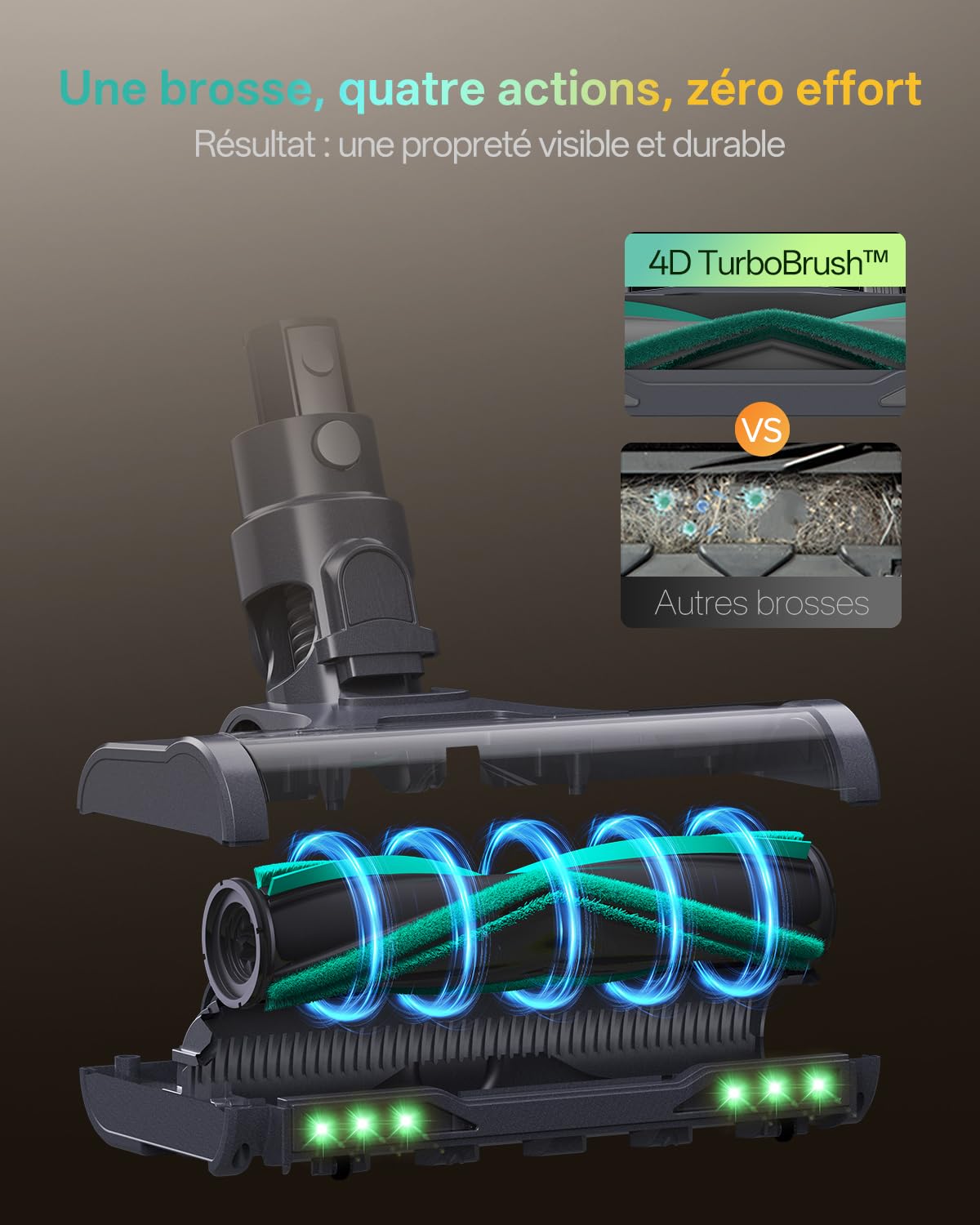 Vexilar V15 Max Aspirateur Balai sans Fil, 2 en 1 Laveur | 65000Pa, rosse 4D anti-poils d'animaux, filtration multicône, LED Duralgreen, autonomie 60 min, tube pliable, support mural
