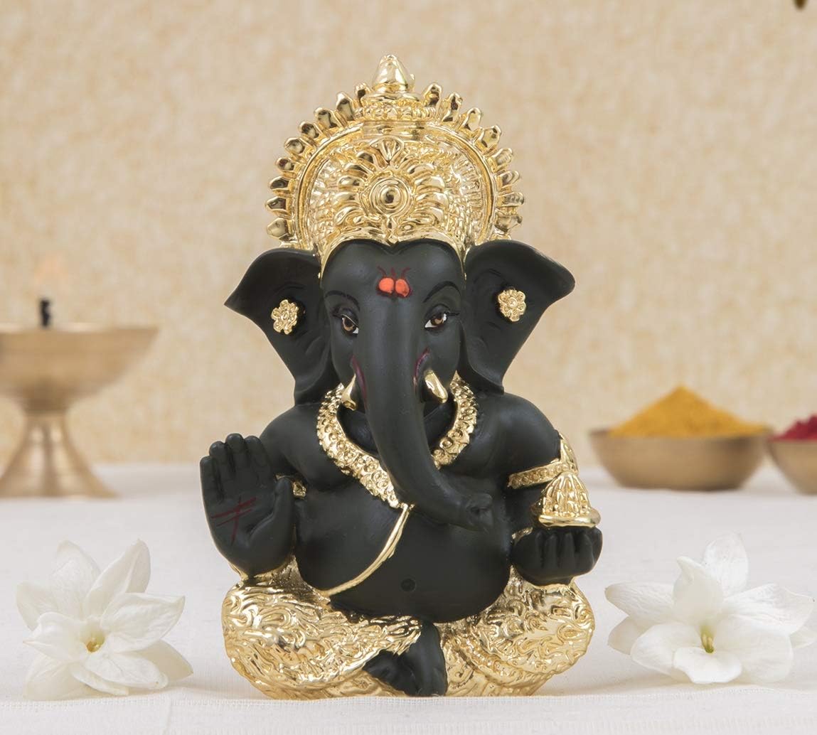 Buy Gold Art India French Brown Ceraic Pagadi Ganesh Idol for Hoe