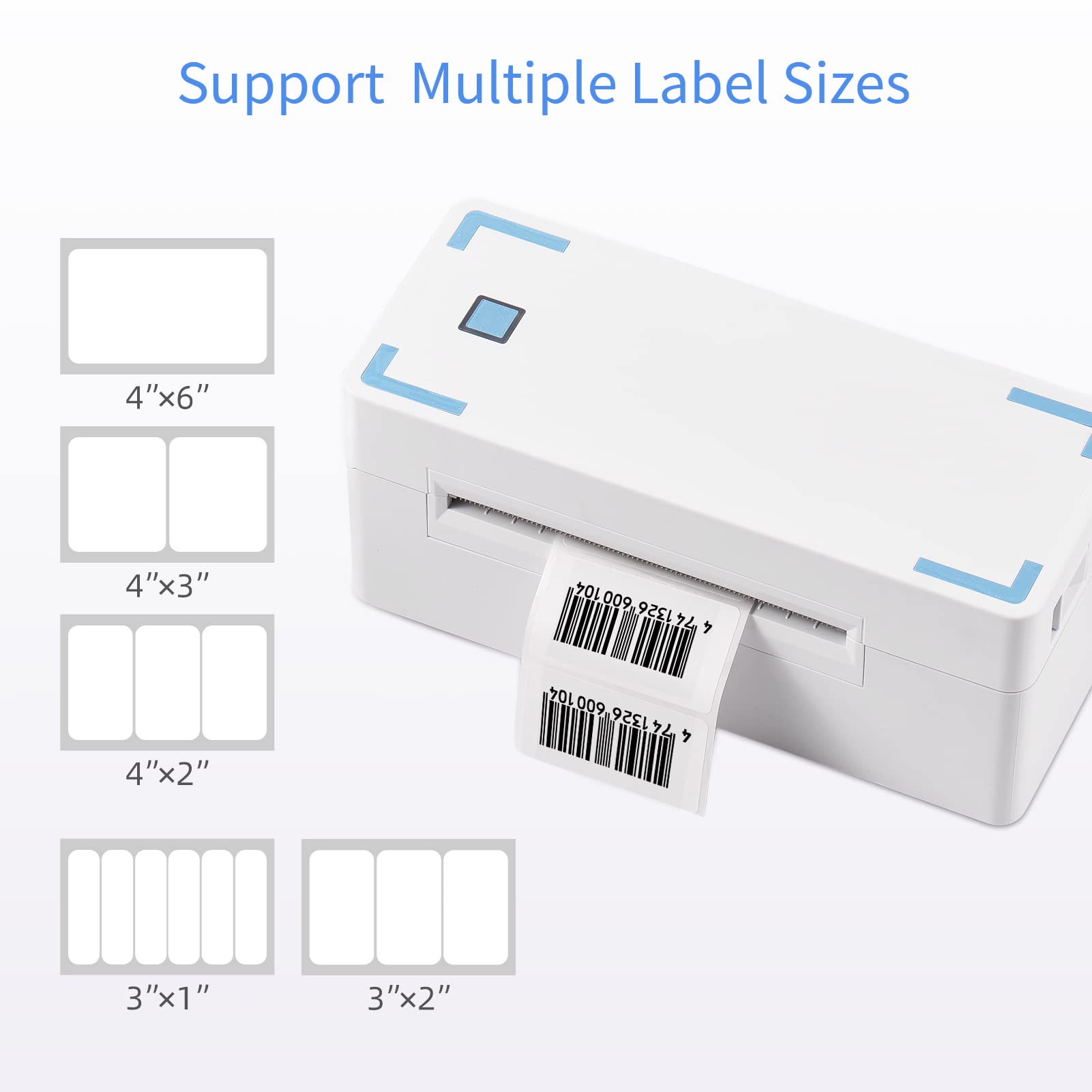 HUIOP Etykieciarka, termiczna drukarka etykiet wysyłkowych 4 cale pulpit Ekspresowy kod kreskowy Label Sticker Maker 4X6 Przenośne połączenie USB Max. Szerokość papieru 80 Mm 180 Mm/S Gniazdo w