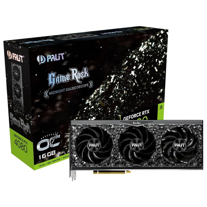 Palit GeForce RTX 4080 GameRock OC 16GB GDDR6X Scheda grafica con ARGB SYNC, 9728 Core, 2205 MHz GPU, 2640 MHz Boost, 3x DisplayPort, HDMI