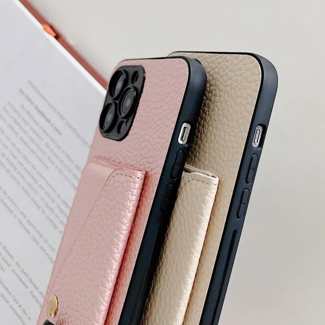 Etui na telefon ze skórzanym paskiem na ramię i smyczą do iPhone'a 14 Plus, portfel z miejscem na karty (do iPhone'a 14 Plus/niebieski)