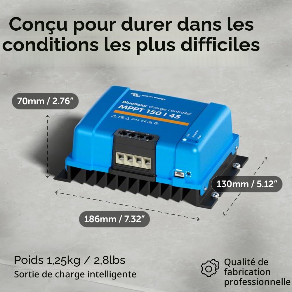 Victron Energy BlueSolar MPPT 150V 45 ampères 12/24/36/48-Volt Contrôleur de Charge Solaire