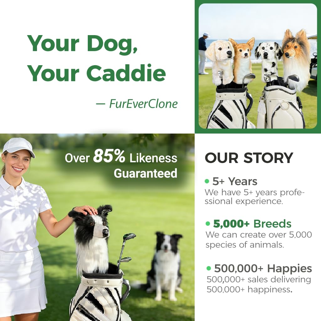 Copri Teste Personalizzati Per Mazze Da Golf - Coperchi Per Driver a Forma di Testa di Cane, Compatibili Con Legni 3 e Legni 5