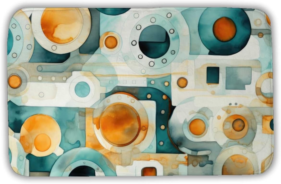 C1BM21347KOSIL 21 x 34 in. Decomposed Porthole - Turquoise Bath Mat for Home Decor