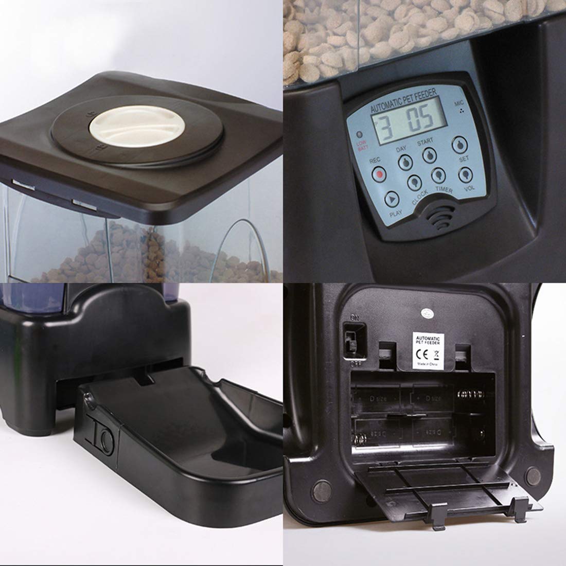 Dispenser Automatico di Alimenti per Animali Domestici di Grandi Dimensioni con Timer 10 L Caratteristiche del Registratore Vocale