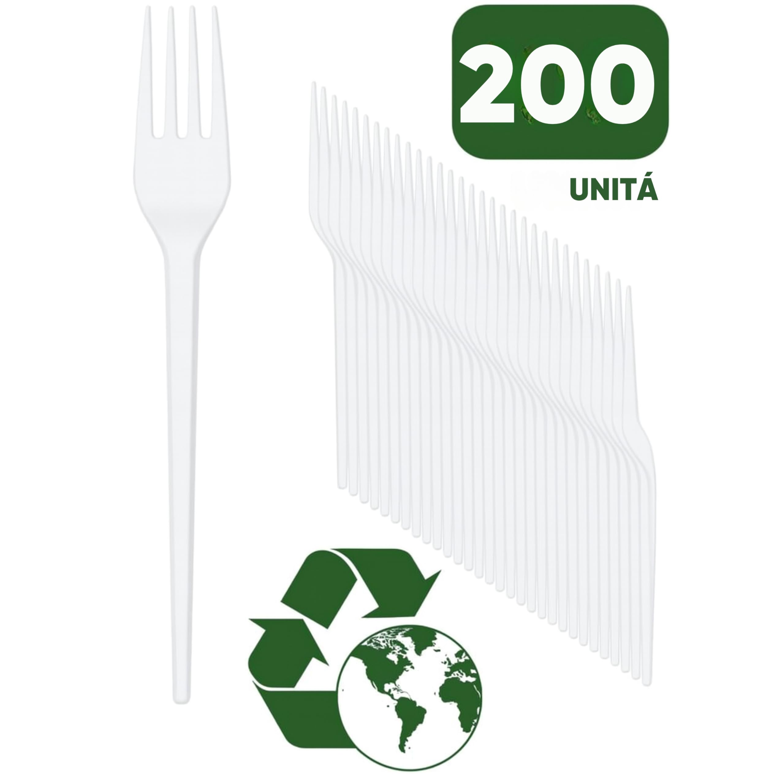 200 forchette bianche in plastica riutilizzabili, eco riutilizzabili, lunghezza 16,5 cm, lavabili in lavastoviglie, ideali per dolci, dessert, pasta, frutta.