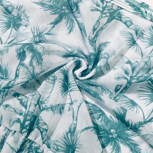 Image of ESHOO Girls Swimsuit V Neck Twist Cross Bikini Sets with Hawaiian Cover Up Skirt 3Pcs Bathing Suits Girls Swimwear 7-14T