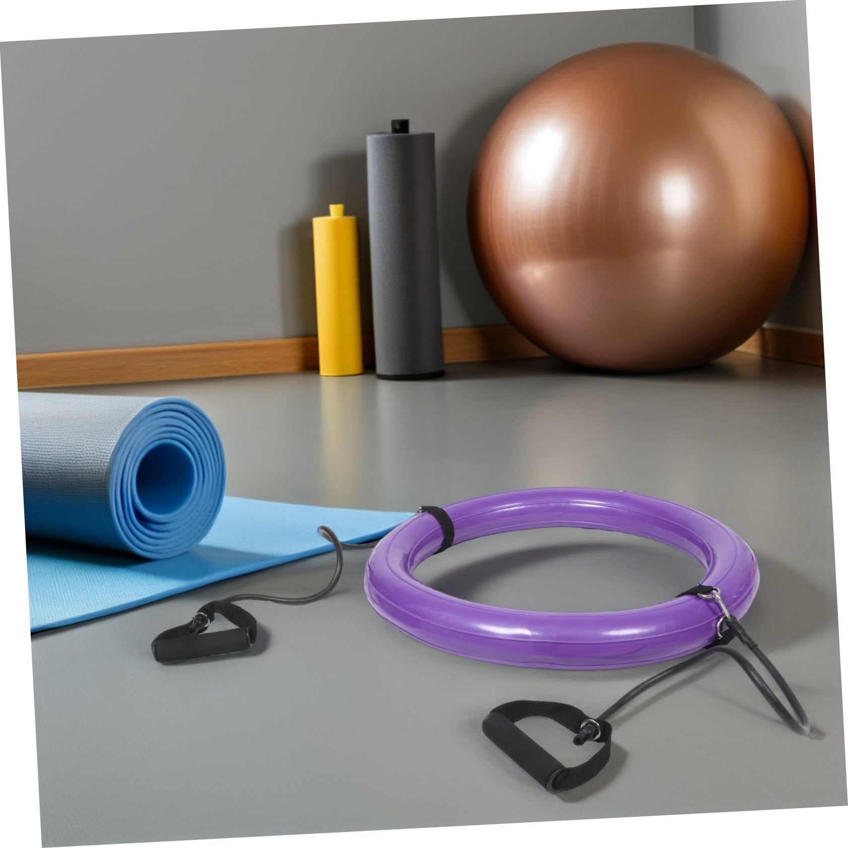 Sosoport Supporto per Palla da Yoga, Anello 60cm in PVC, 1 Pezzo | Base Stabile Ispessita, con Maniglia, Uso Home Gym e Attività All'aperto, Design Porpora Vivace