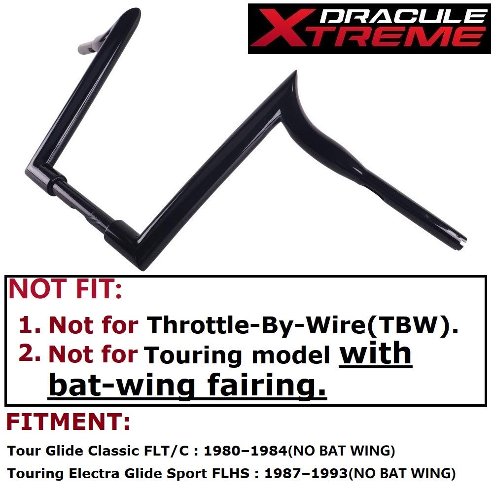 DraculeXtreme Massive 1 1/2 Inch Ape Hangers Handlebars, 12 Inch Black