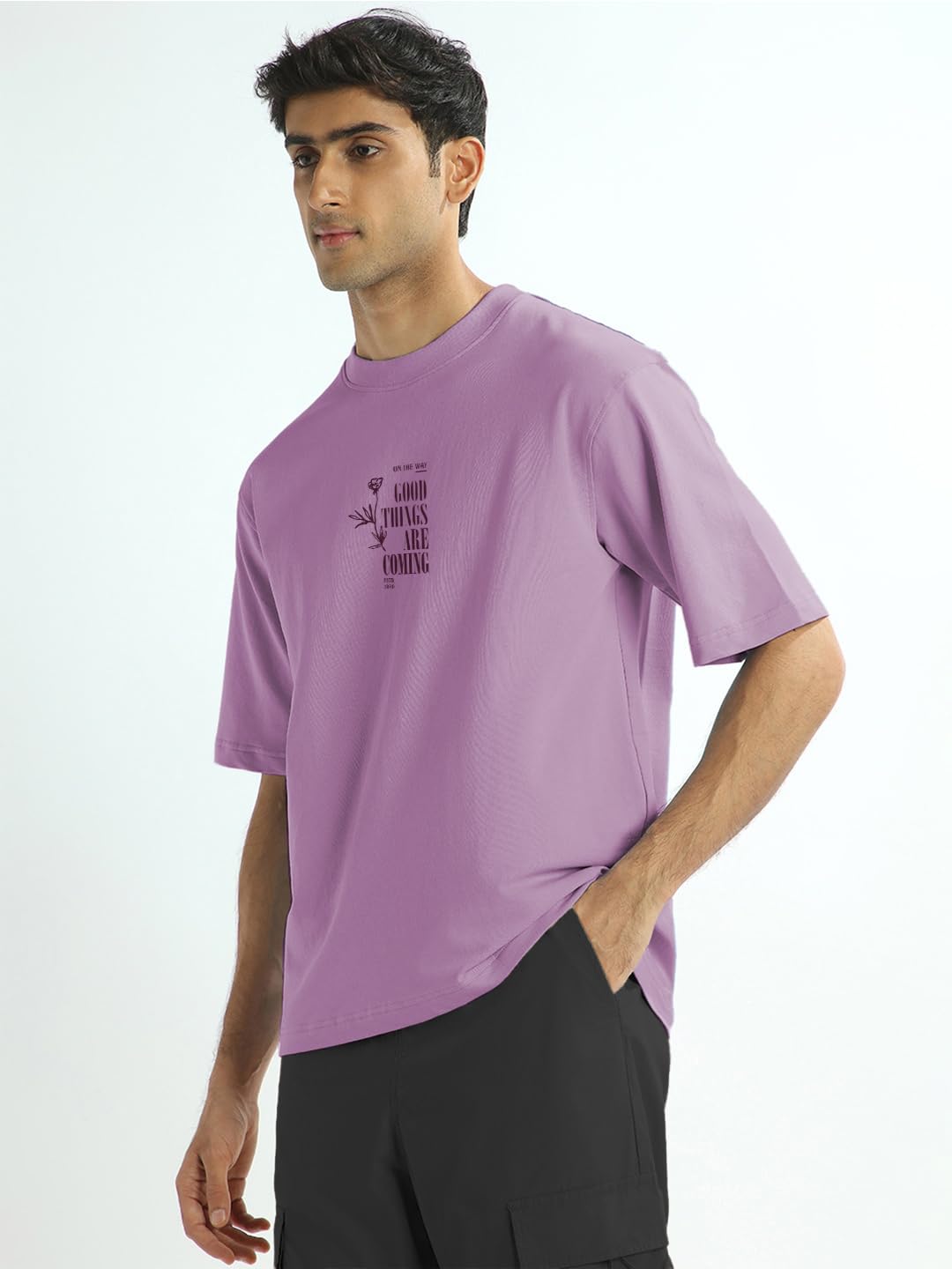 NOBERO Camiseta de hombre con estampado gráfico de gran tamaño